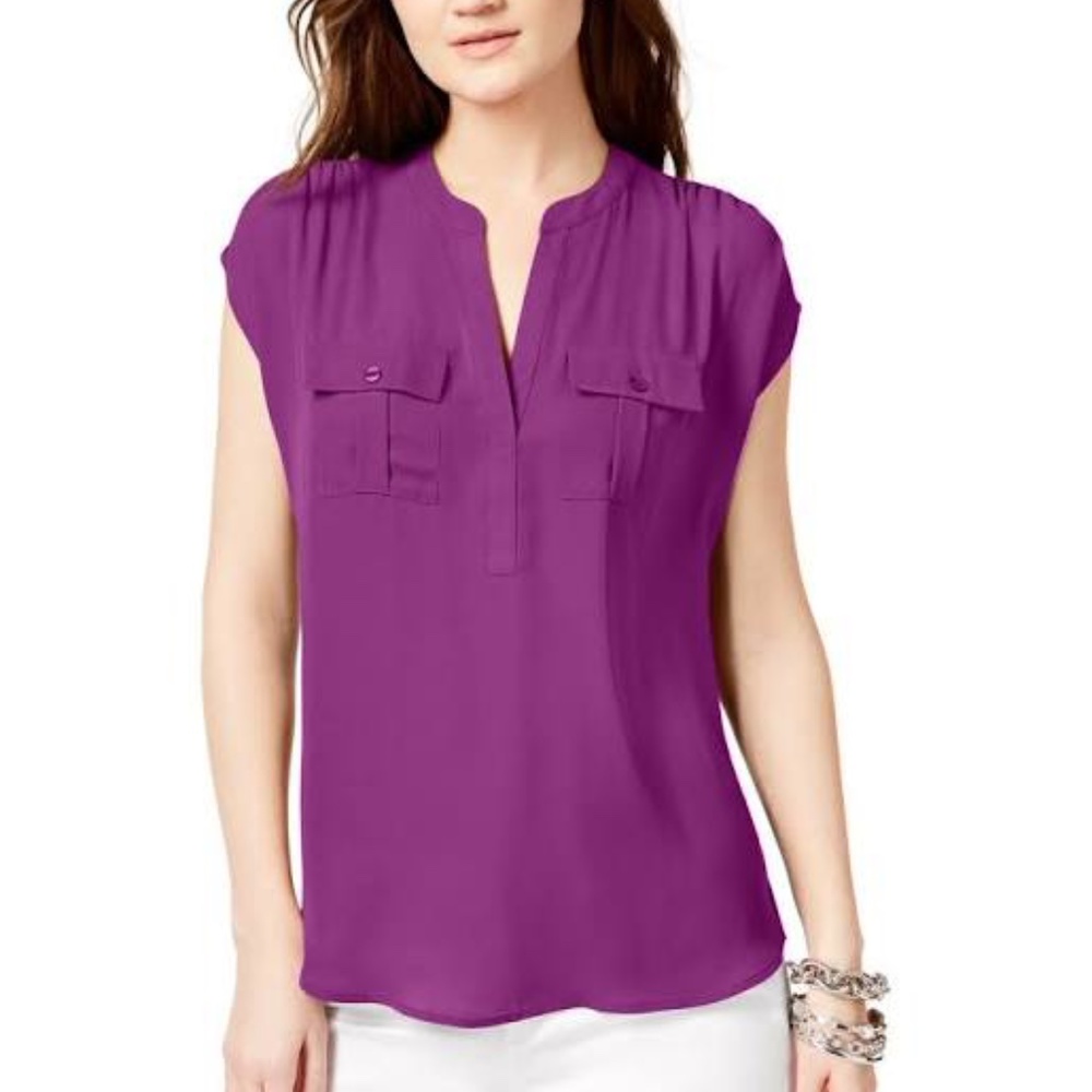 NC Womens Split Neck Utility Shirt Purple XL